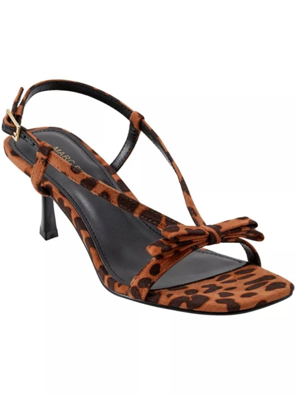 Marc Fisher Women's Danzy Bow Square Toe Dress Sandals Brown Leopard Size 8M